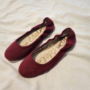 Sam Edelman Leather Suede Red Flats 7.5 Like New